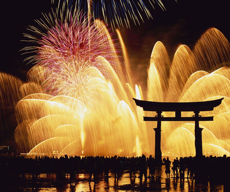 Обои ночь, япония, фейерверк, night, japan, fireworks разрешение 1920x1200 Загрузить
