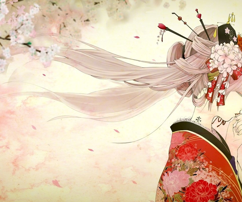 Обои арт, девушка, сакура, кимоно, vesna, tatu, profil, art, girl, sakura, kimono разрешение 1920x1161 Загрузить
