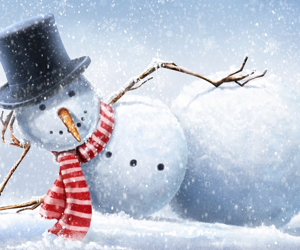 Обои снеговик, прикольный, snowman, cool разрешение 2560x1600 Загрузить