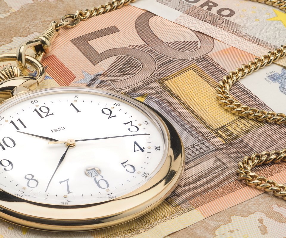 Обои часы, деньги, стрелки, евро, цепочка, watch, money, arrows, euro, chain разрешение 1920x1200 Загрузить