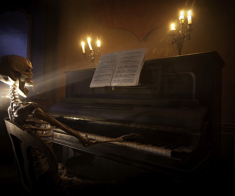 Обои музыка, пианино, скелет, music, piano, skeleton разрешение 1920x1200 Загрузить