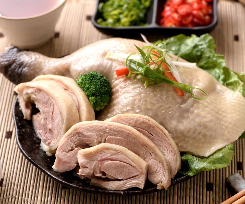 Обои зелень, мясо, курица, филе курицы, азиатская кухня, greens, meat, chicken, chicken fillet, asian cuisine разрешение 2048x1367 Загрузить