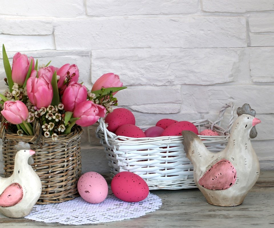 Обои цветы, зеленые пасхальные, довольная, тюльпаны, яйца крашеные, розовые, пасха, тульпаны,  цветы, глазунья, декорация, весенние, flowers, happy, tulips, the painted eggs, pink, easter, eggs, decoration, spring разрешение 6000x4000 Загрузить