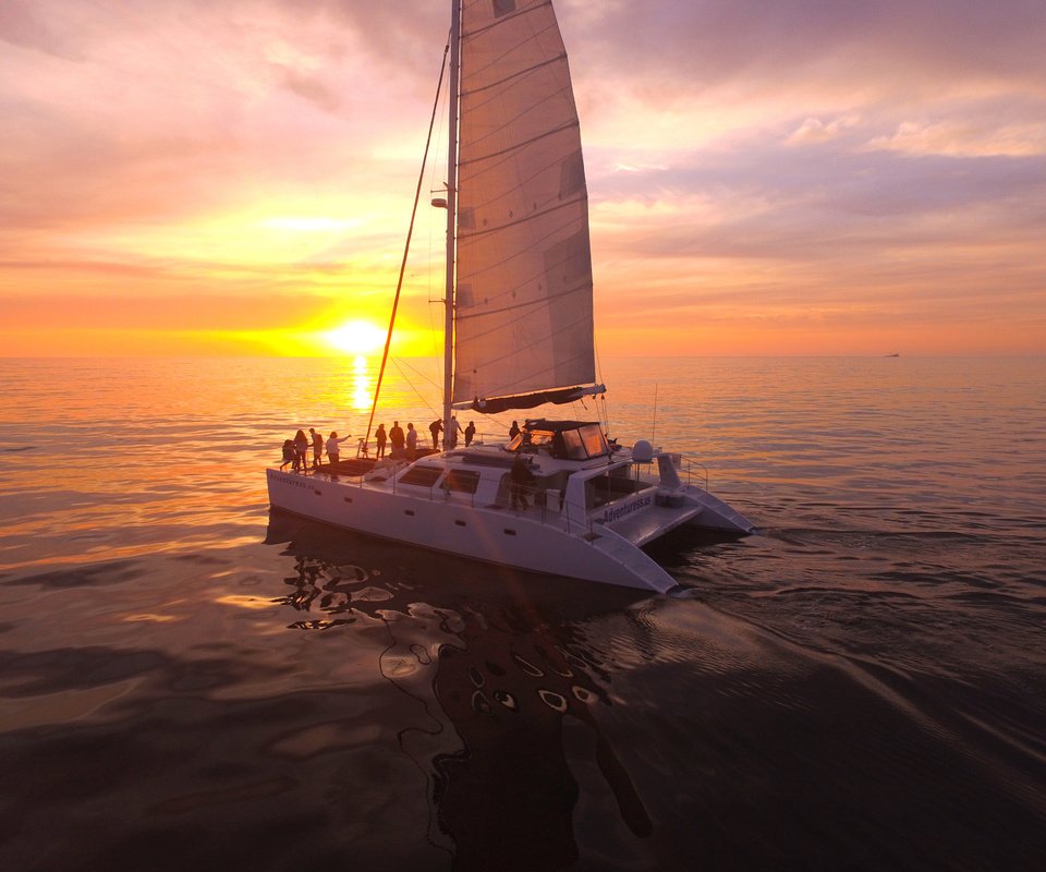 Обои закат, море, яхта, sunset, sea, yacht разрешение 4000x3000 Загрузить