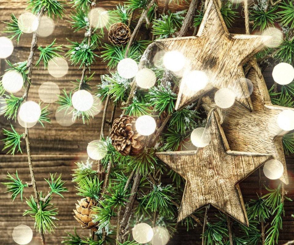 Обои новый год, елка, звезды, рождество, шишки, new year, tree, stars, christmas, bumps разрешение 2880x1800 Загрузить