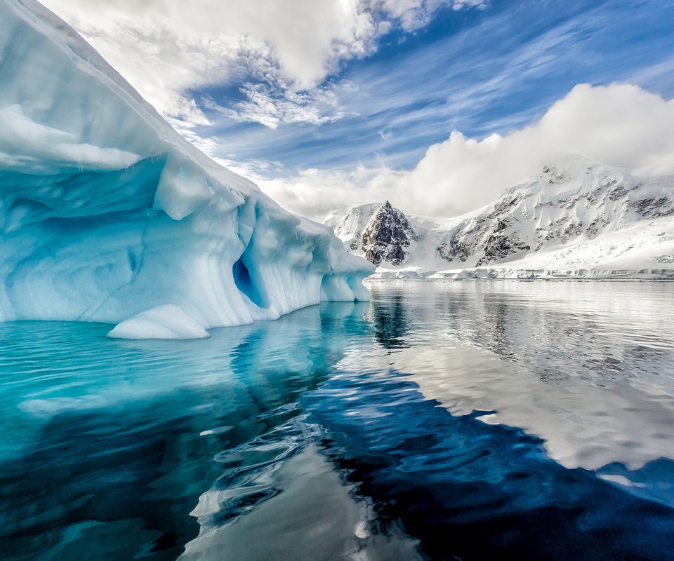 Обои пейзаж, айсберг, океан, льды, антарктика, арктика, landscape, iceberg, the ocean, ice, antarctica, arctic разрешение 1920x1200 Загрузить