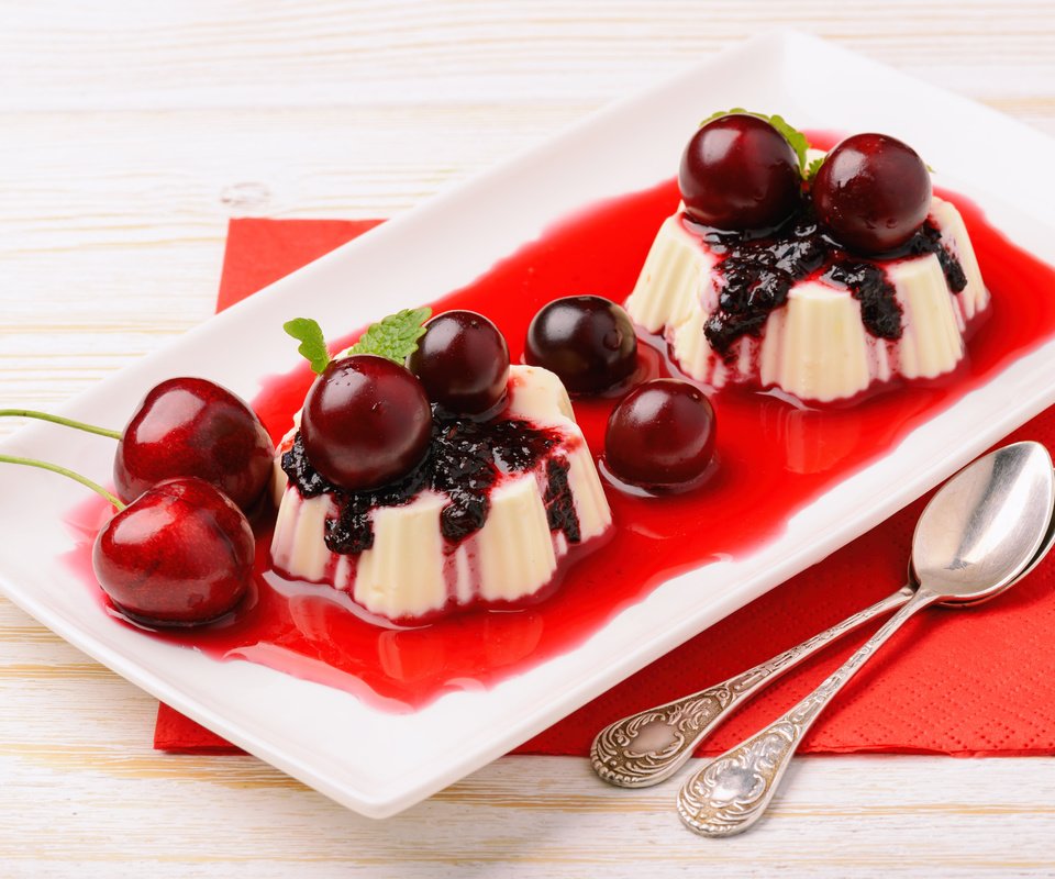 Обои мята, ягоды, вишня, сладость, десерт, соус, mint, berries, cherry, the sweetness, dessert, sauce разрешение 4754x3164 Загрузить