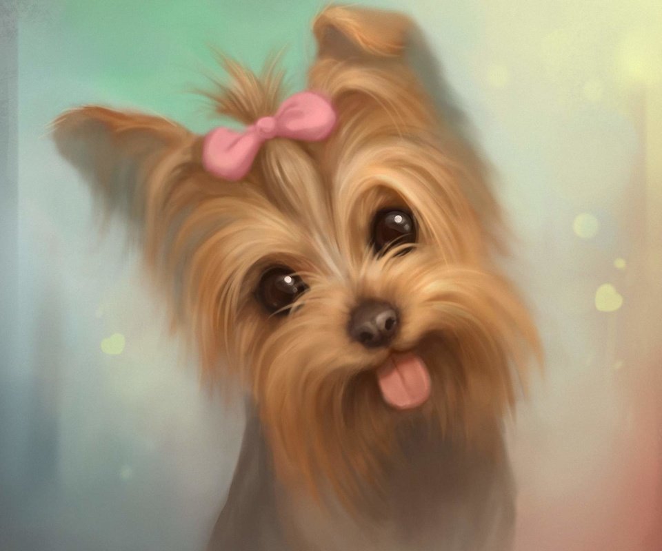 Обои арт, мордочка, взгляд, собака, язык, милый, йоркширский терьер, art, muzzle, look, dog, language, cute, yorkshire terrier разрешение 1920x1425 Загрузить