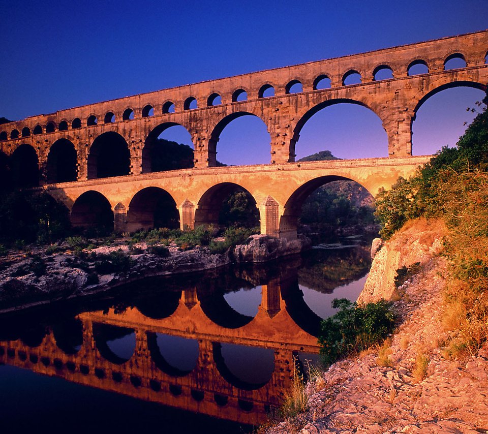 Обои река, отражение, мост, арки, франция, акведук, пон-дю-гар, river, reflection, bridge, arch, france, aqueduct разрешение 1920x1200 Загрузить