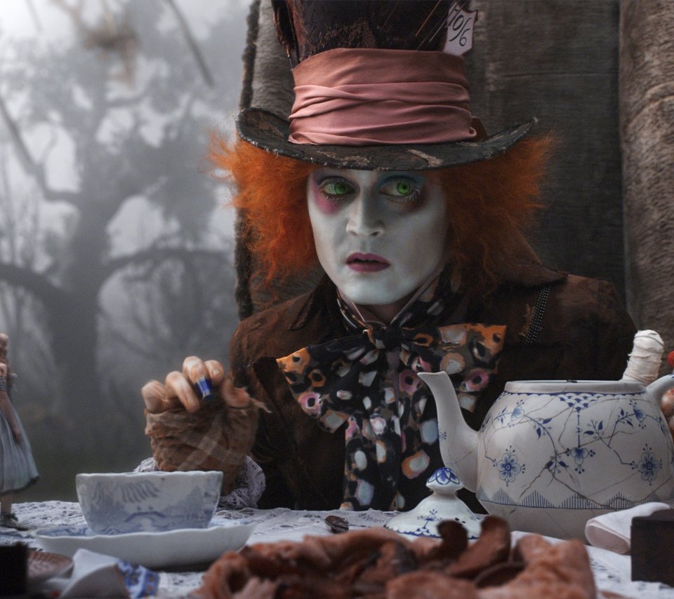 Обои джонни депп, алиса в стране чудес, mad hatter, johnny depp, alice in wonderland разрешение 1920x1200 Загрузить