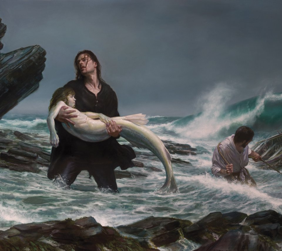 Обои картина, море, шторм, donato giancola, рыбаки, русалка, picture, sea, storm, fishermen, mermaid разрешение 4167x2500 Загрузить