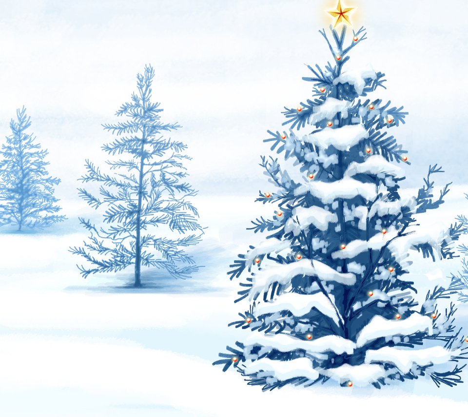 Обои рисунок, снег, новый год, елка, зима, figure, snow, new year, tree, winter разрешение 3543x2311 Загрузить