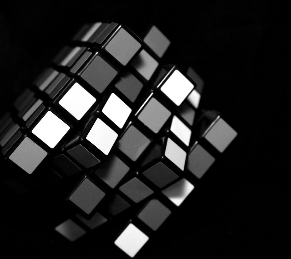 Обои черный, белый, кубик рубика, black, white, rubik's cube разрешение 3888x2592 Загрузить