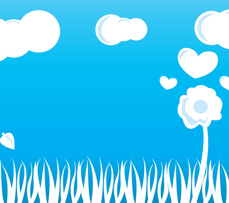 Обои небо, трава, облака, голубой фон, сердечки, цветочек, serdce, mir, обьлака, the sky, grass, clouds, blue background, hearts, flower, oblaka разрешение 2560x1600 Загрузить