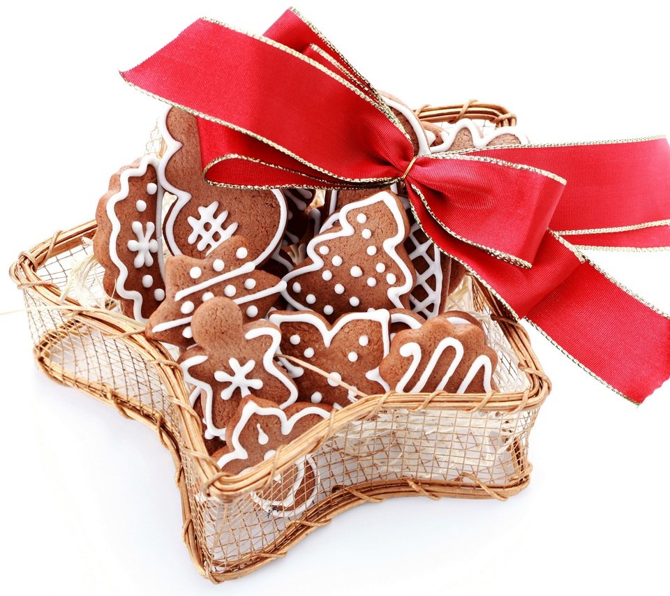 Обои рождество, печенье, выпечка, бант, елочная, baking, christmas, cookies, cakes, bow разрешение 2880x1805 Загрузить