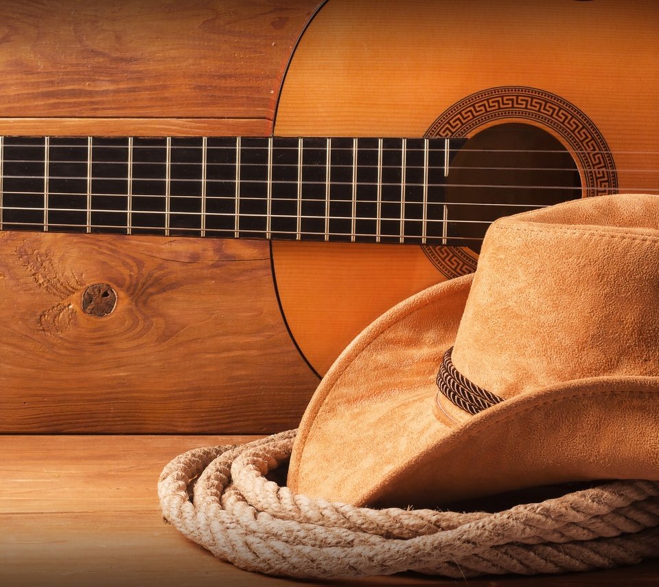 Обои гитара, веревка, шляпа, ковбой, ковбойская шляпа, guitar, rope, hat, cowboy, cowboy hat разрешение 4800x3534 Загрузить