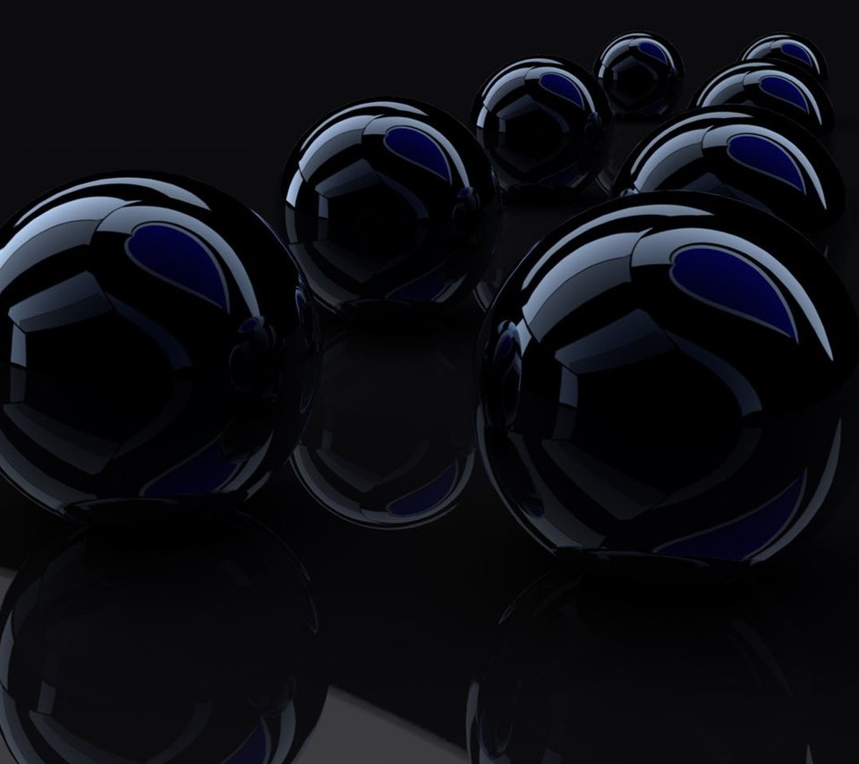 Обои шары, отражение, рендеринг, черный фон, стеклянные, чёрные, balls, reflection, rendering, black background, glass, black разрешение 3840x2160 Загрузить