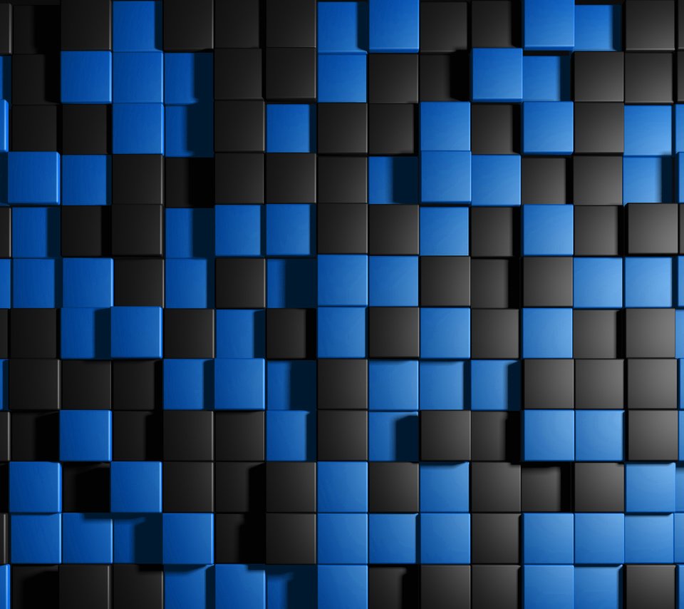 Обои квадраты, кубы, синие, чёрные, squares, cuba, blue, black разрешение 3840x2400 Загрузить