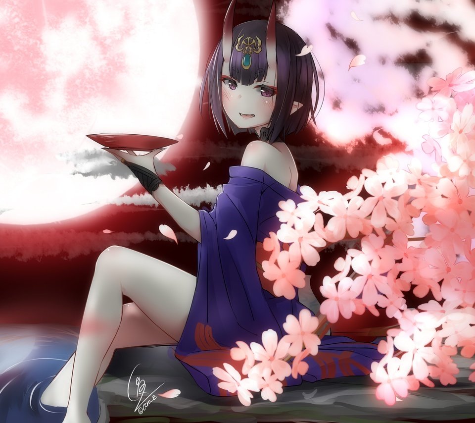 Обои лепестки, короткая стрижка, fate grand order, sakura blossom, shuten douji, petals, short hair разрешение 3371x2344 Загрузить