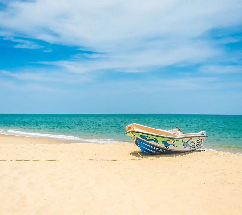 Обои пейзаж, море, пляж, лодка, landscape, sea, beach, boat разрешение 1920x1200 Загрузить