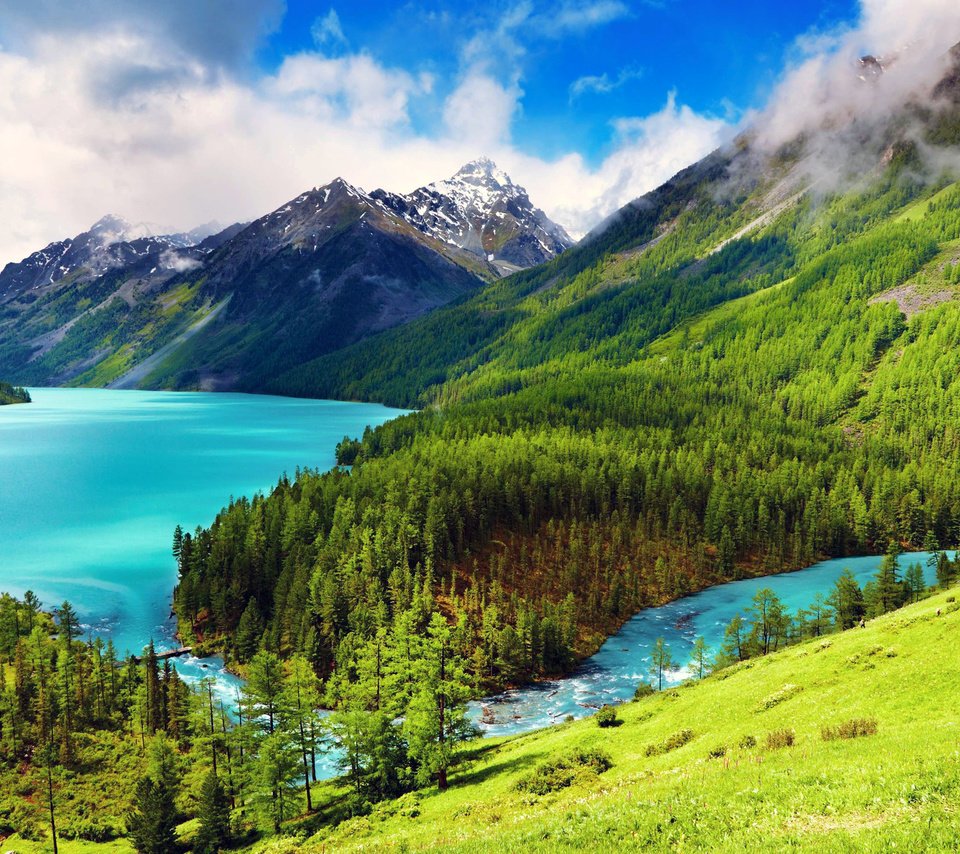 Обои озеро, горы, lake, mountains разрешение 3840x2400 Загрузить