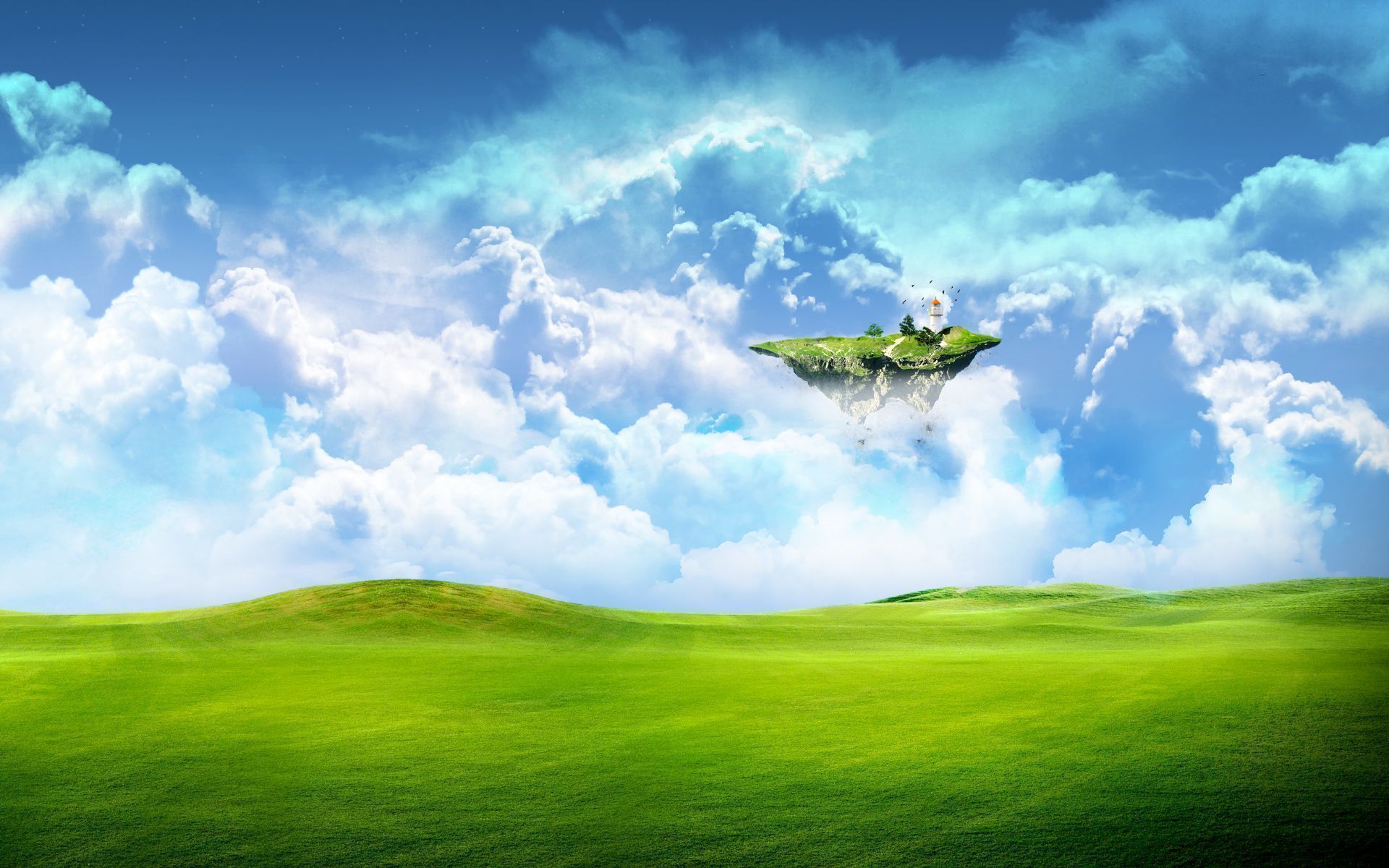 Обои небо, трава, облака, земля, зелень, обои, поле, фантастика, the sky, grass, clouds, earth, greens, wallpaper, field, fiction разрешение 1920x1200 Загрузить