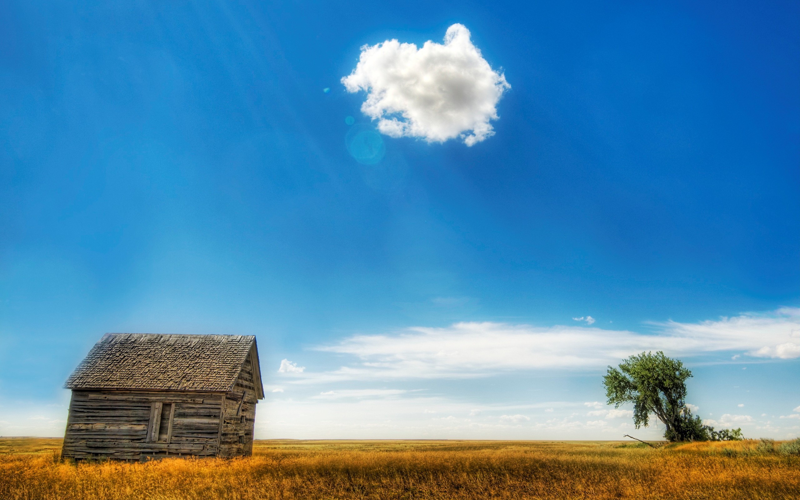 Обои облака, дерево, поле, дом, clouds, tree, field, house разрешение 2560x1600 Загрузить