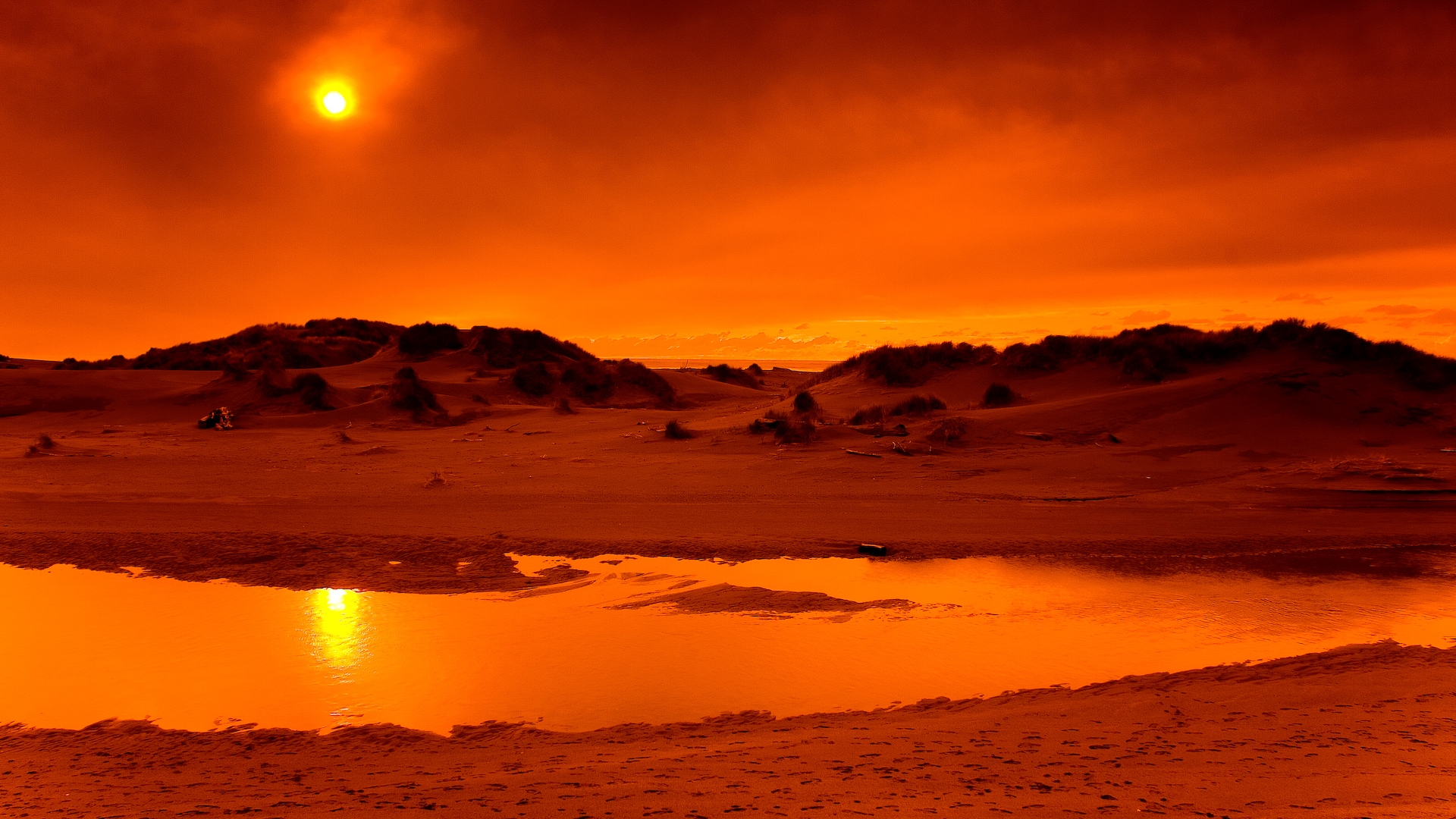 Обои закат, песок, оранжевый, sunset, sand, orange разрешение 1920x1080 Загрузить