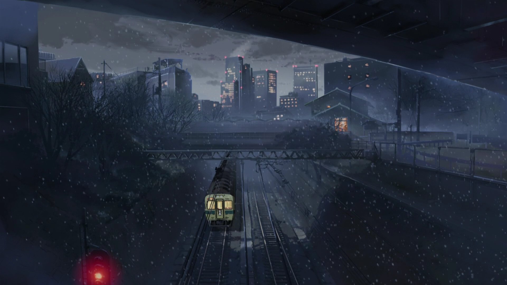 Обои макото синкай, поезд, пять сантиметров в секунду, makoto xingkai, train, five centimeters per second разрешение 1920x1080 Загрузить