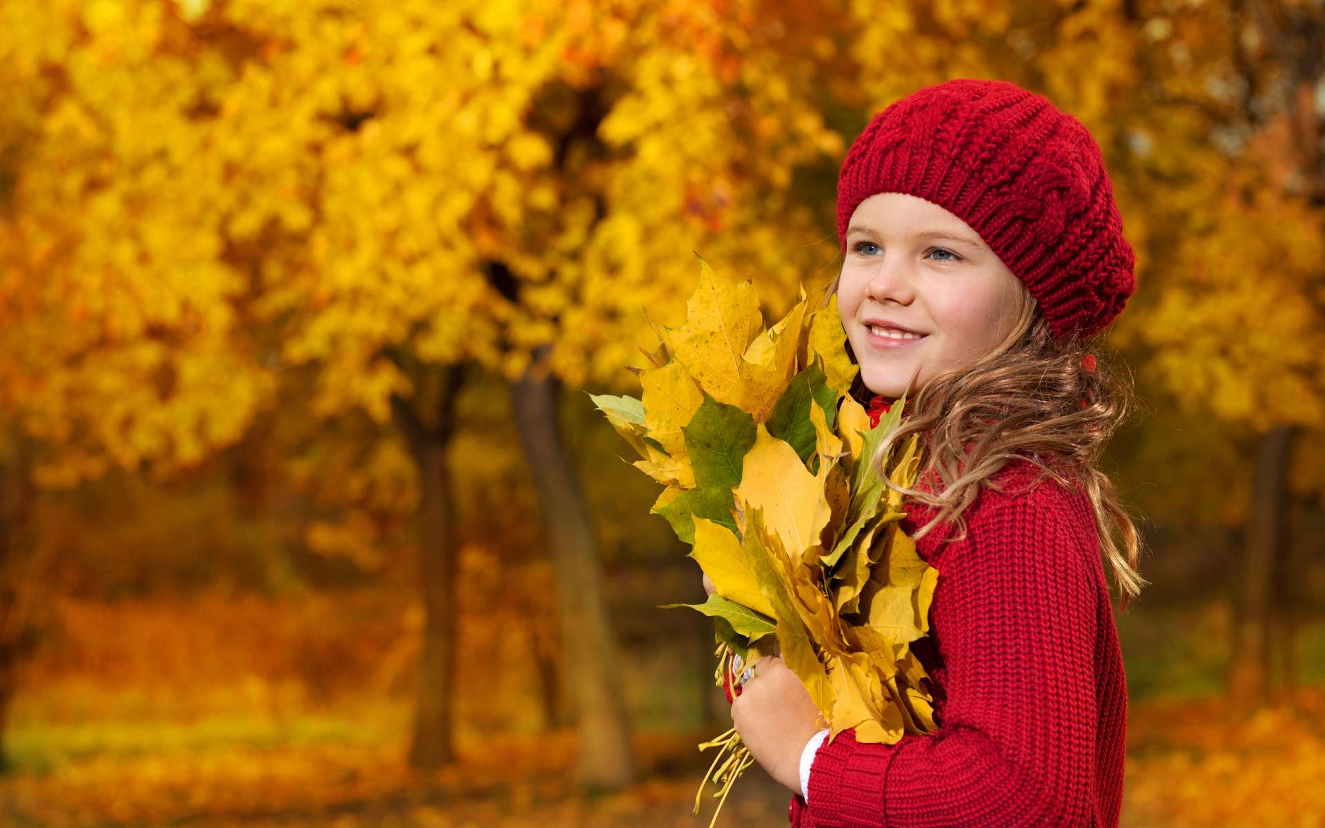 Обои листья, осень, девочка, ребенок, leaves, autumn, girl, child разрешение 1920x1200 Загрузить