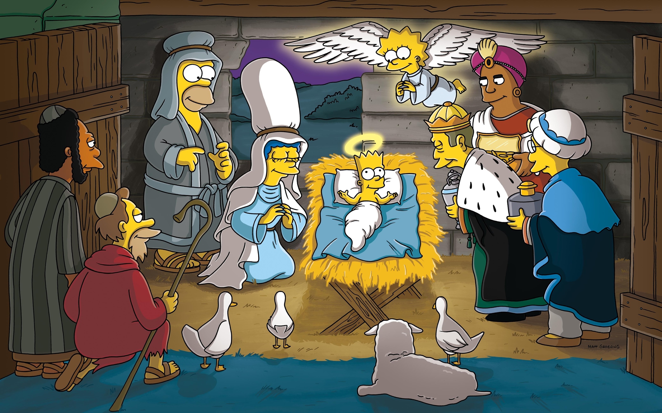 Обои рождество, симпсоны, барт, christmas, the simpsons, bart разрешение 2560x1600 Загрузить