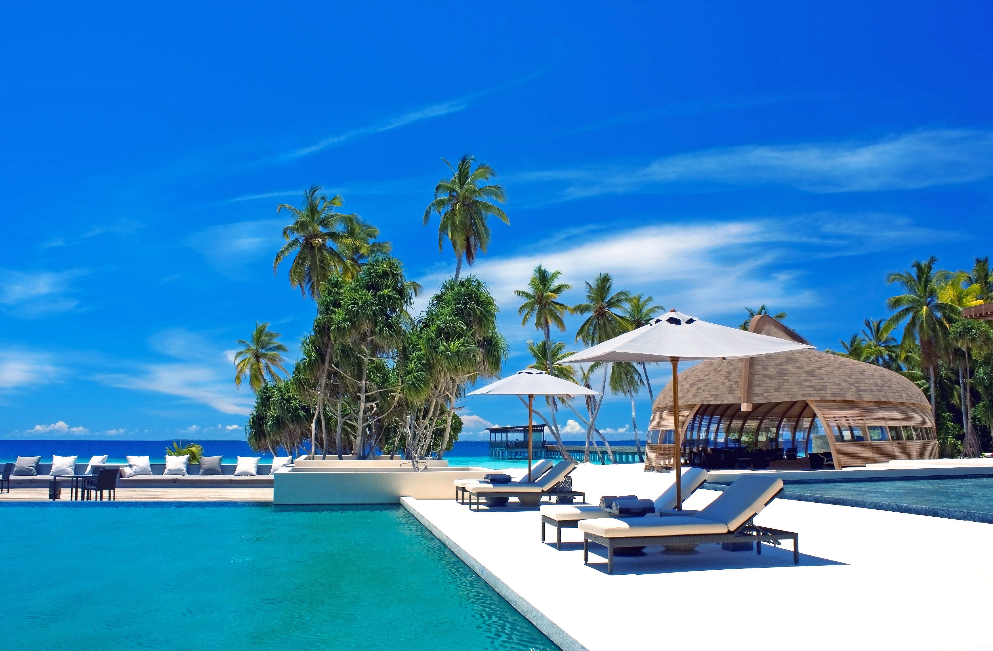 Обои море, курорт, тропики, мальдивы, sea, resort, tropics, the maldives разрешение 4164x2728 Загрузить
