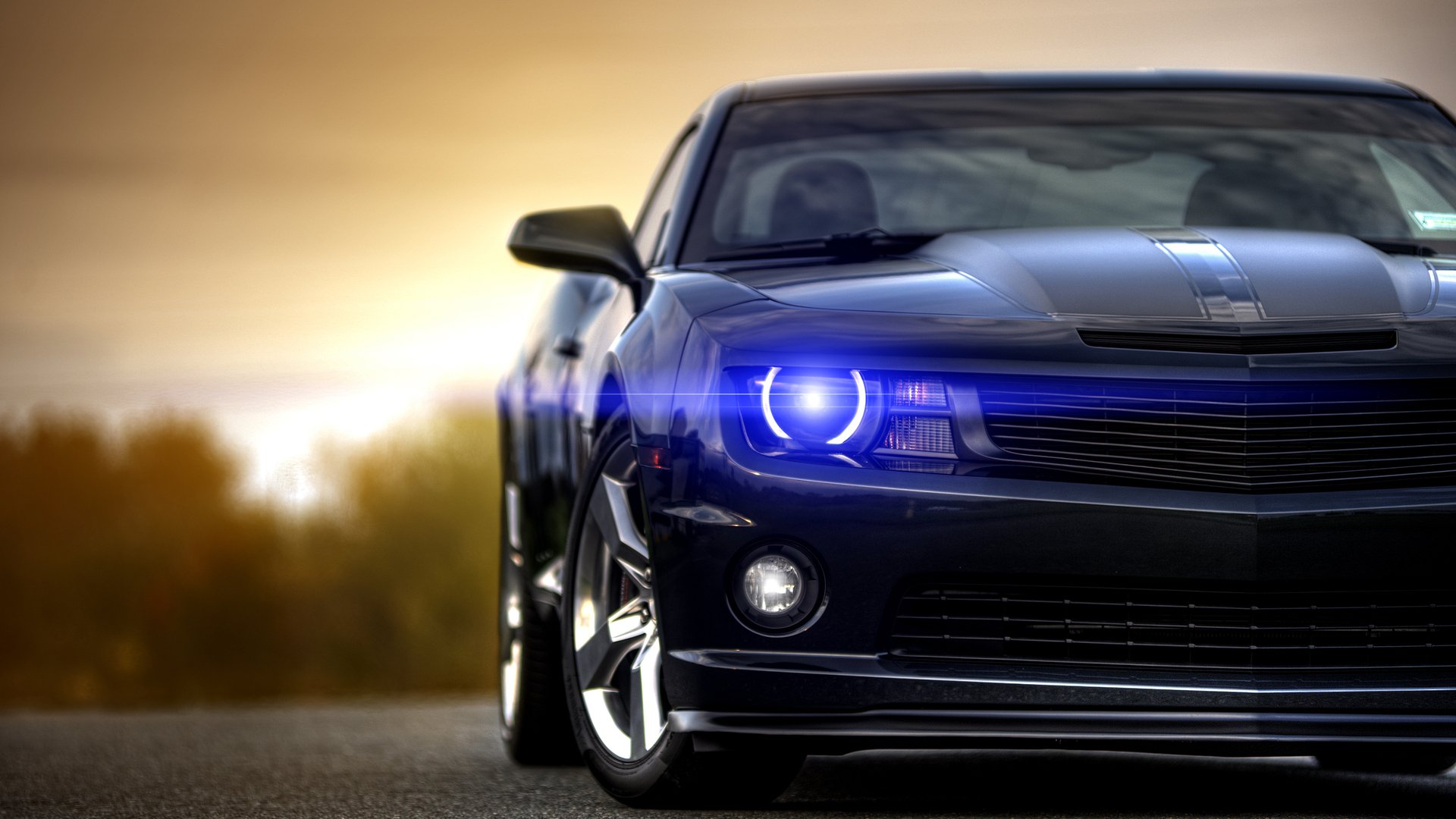 Обои камаро с синими фарами, camaro blue headlights разрешение 1920x1080 Загрузить