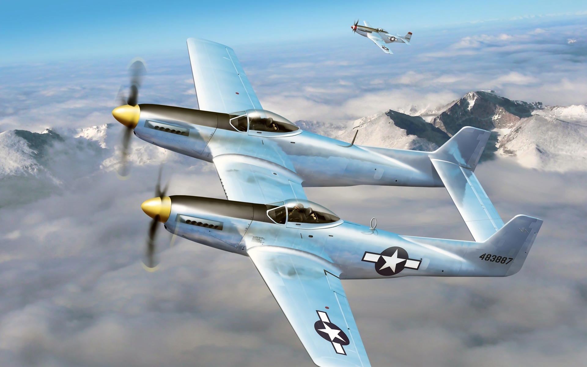 Обои самолеты, p-51, f-82, aircraft, the p-51 разрешение 1920x1200 Загрузить