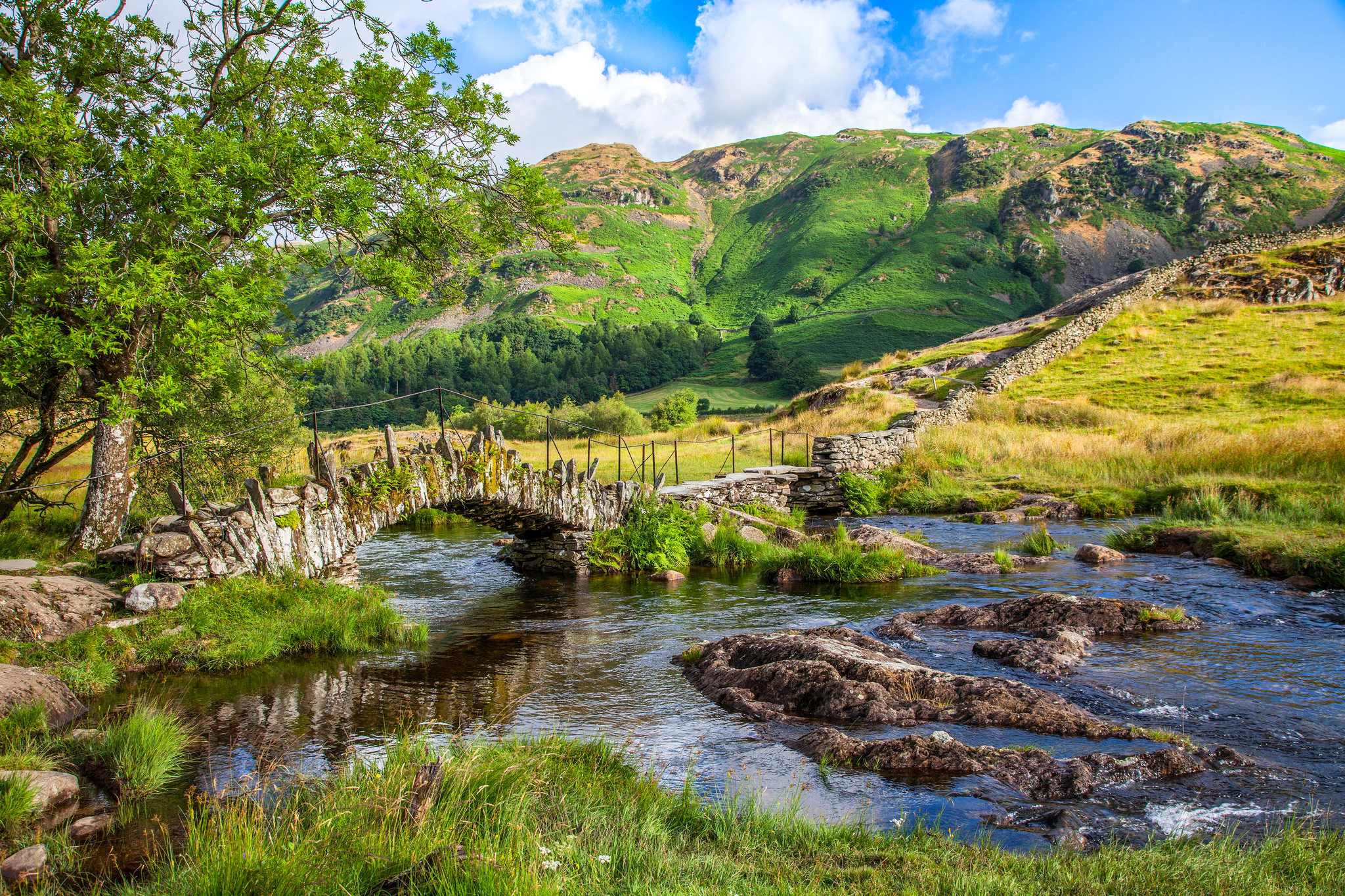 Обои река, горы, мост, англия, little langdale valley, river, mountains, bridge, england разрешение 2048x1365 Загрузить