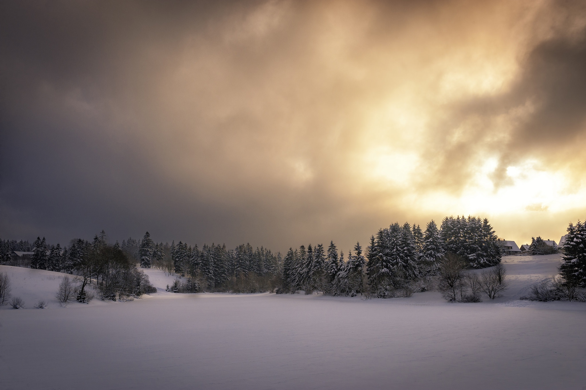 Обои небо, снег, природа, закат, зима, the sky, snow, nature, sunset, winter разрешение 2048x1363 Загрузить