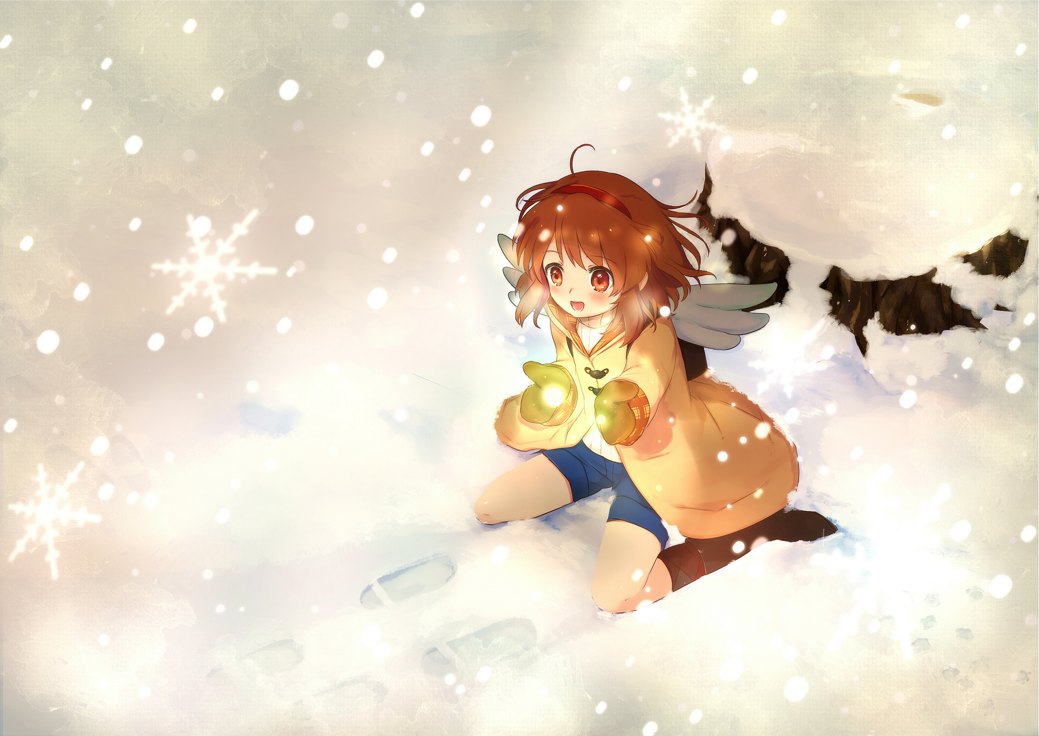 Обои зима, снежинки, аниме, kanon, ayu tsukimiya, winter, snowflakes, anime разрешение 2105x1491 Загрузить