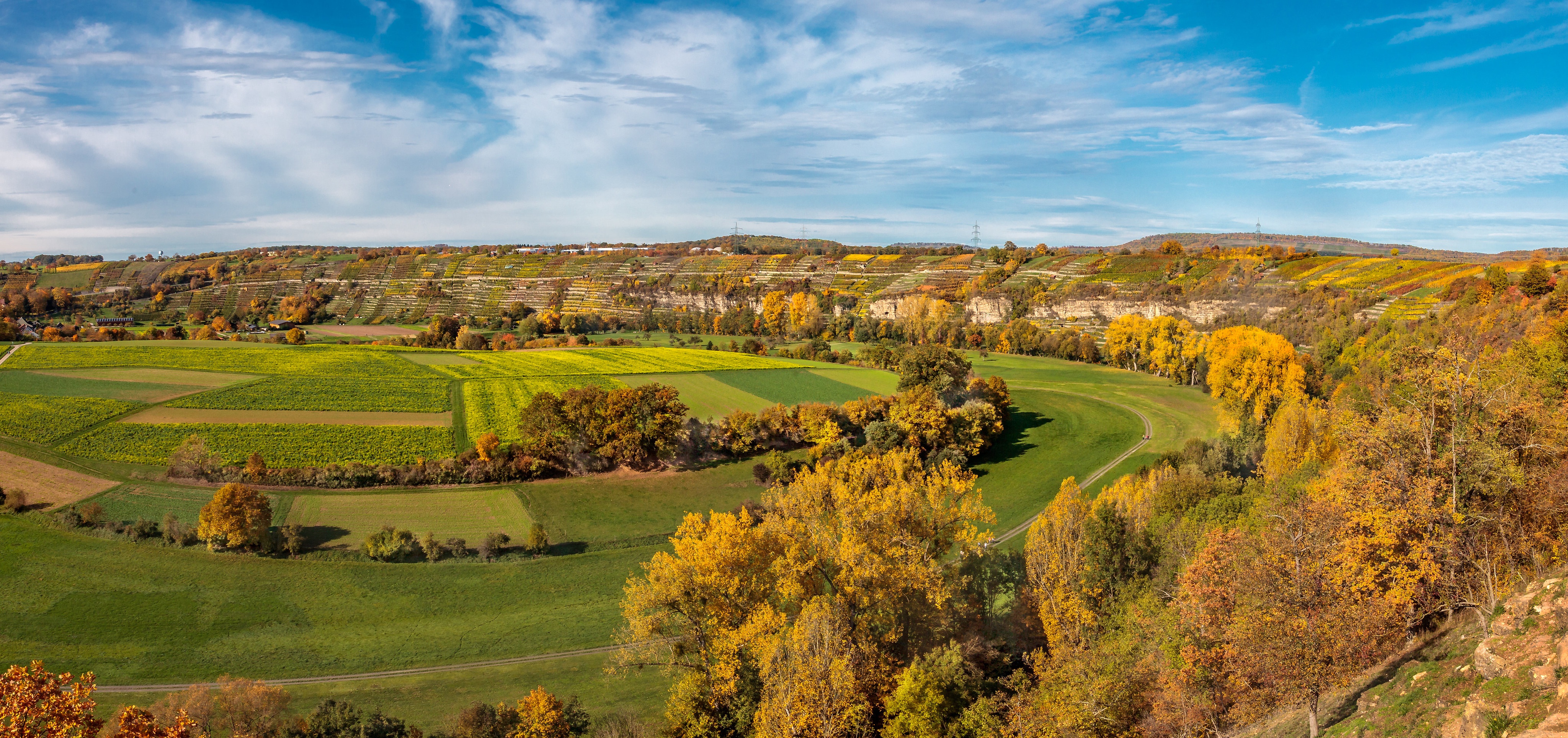 Обои пейзаж, панорама, осень, германия, баден-вюртемберг, landscape, panorama, autumn, germany, baden-württemberg разрешение 4096x1928 Загрузить